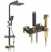 Bateria Prysznicowa Czarno Złota Mido Termostat