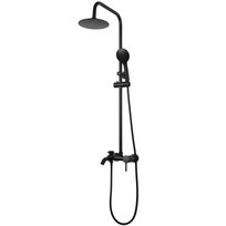 Bateria prysznicowa natynkowa panel deszczownica 20 cm z wylewką czarna - Yoka