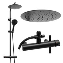 Bateria prysznicowa prysznic czarny z deszczownicą 25 cm
