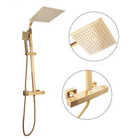 Bateria prysznicowa z deszczownicą i termostatem zestaw prysznicowy złoty- Yoka
