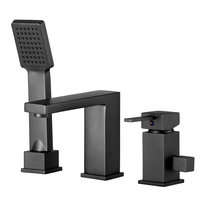 Bateria wannowa 3-otworowa z prysznicem YOKA Afeo-BLK, czarna