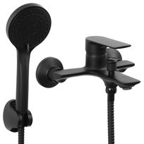 Bateria wannowa prysznicowa ścienna natryskowa czarna mat loft - Yoka