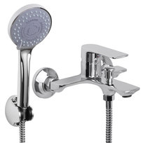 Bateria wannowa prysznicowa ścienna natryskowa srebrna- Yoka