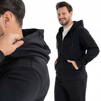 BAWEŁNIANA BLUZA MĘSKA DRESOWA ROZPINANA SPORTOWA Z KAPTUREM MORAJ 3XL BLACK Moraj