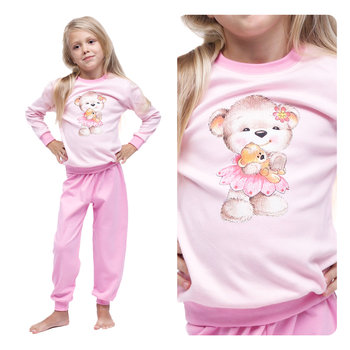 Bawełniana Długa Piżama Dla Dziewczynki Dwuczęściowa Różowa Z Misiem Zimowa 122 - Inna marka