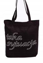BAWEŁNIANA TORBA ZAKUPOWA 38x42 cm CZARNA 220g TAKA SYTUACJA DŻETY