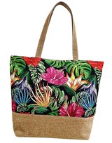 Bawełniana torebka damska na zakupy plażę kwiatowa shopper duża