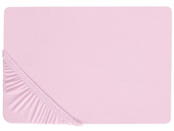 Bawełniane prześcieradło z gumką 160 x 200 cm różowe JANBU - Beliani