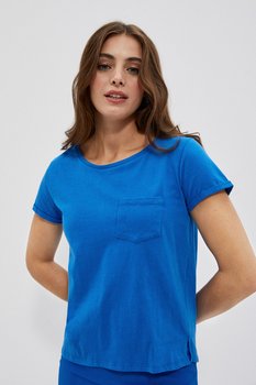 Bawełniany t-shirt z kieszkonką-M - Moodo