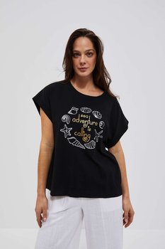 Bawełniany t-shirt z nadrukiem-S - Moodo