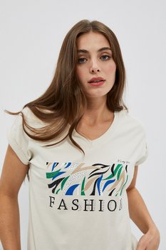 Bawełniany t-shirt z napisem-S - Moodo
