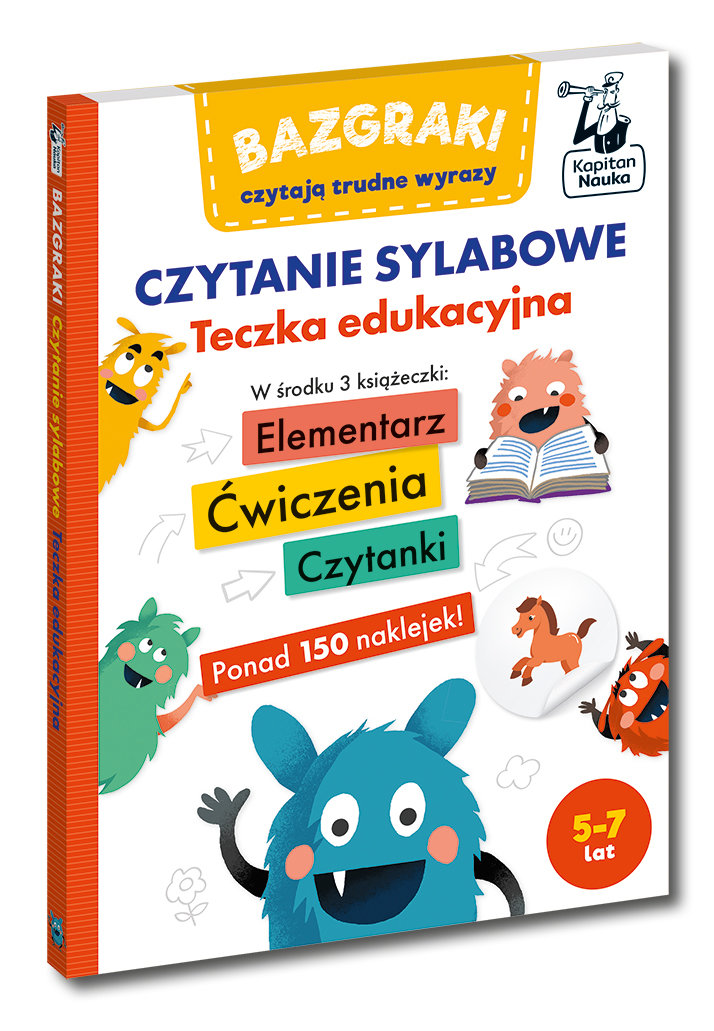 Bazgraki czytają trudne wyrazy. Czytanie sylabowe. Teczka edukacyjna. Kapitan Nauka