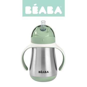 Beaba, Bidon termiczny termobutelka ze słomką, 250 ml, Sage green - Beaba