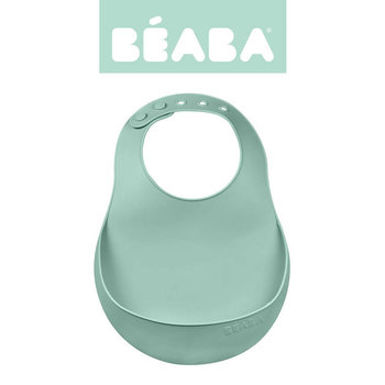 Beaba, Śliniak silikonowy z kieszonką, sage green - Beaba