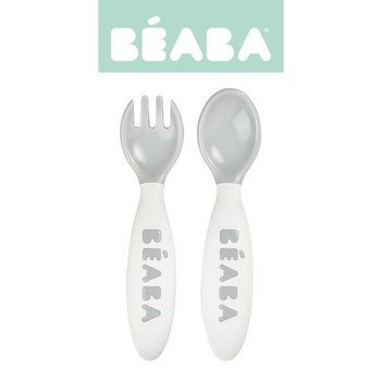 Beaba, Sztućce Plastikowe w Etui Grey - Beaba