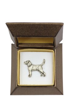 Beagle - broszka z psem w pudełku prezentowym, elegancki pin, wpinka do klapy marynarki marki Art-Dog - Art-Dog