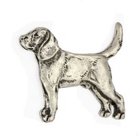 Beagle  - posrebrzana broszka z psem, elegancki pin, ozdoba klapy marynarki marki Art-Dog