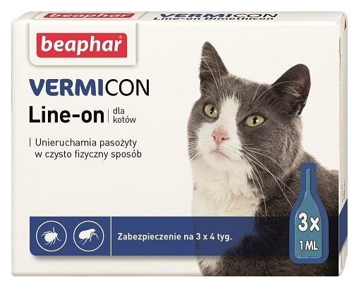 Фото - Ліки й вітаміни Beaphar krople przeciw ektopasożytom vermicon line-on 3 x 1 ml 