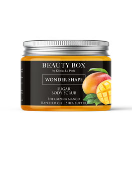 BEAUTY BOX by Klinika La Perla, Wonder Shape, peeling cukrowy do ciała mango i brzoskwini, 500 g - BEAUTY BOX by Klinika La Perla