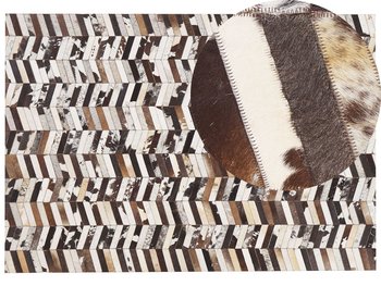 Beliani, Dywan patchwork skórzany 160 x 230 cm brązowo-biały AKYELE - Beliani