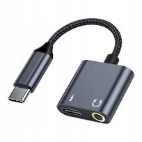 Beline Adapter rozdzielający USB-C na USB-C/Jack 3,5mm 60W czarny/black