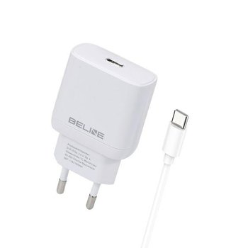 Beline Ład. siec. 1x USB-C 30W + kabel USB-C biała /white PD 3.0  BLNCW30C GaN - Beline