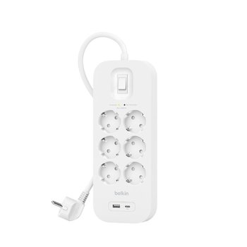 BELKIN LISTWA ZASILAJĄCA 6-PORTS + 1XUSB-A/C 650J - Belkin