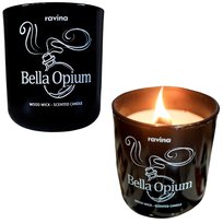 BELLA OPIUM Sojowa Świeczka Zapachowa W Szkle, świeca perfumowana, świeczka o zapachu perfum, zapachowa, sojowa z drewnianym knotem, RAVINA 420g