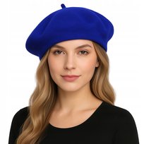 BERET FRANCUSKI DAMSKI z antenką damski francuskim wełniany chabrowy Inna marka
