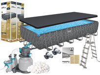 Bestway 561KG Basen ogrodowy stelażowy 732x366x132cm Pompa piaskowa 6056l/h