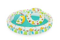 Bestway, basen dziecięcy, pompowany, okrągły, piłka i koło dmuchane, 122x20cm
