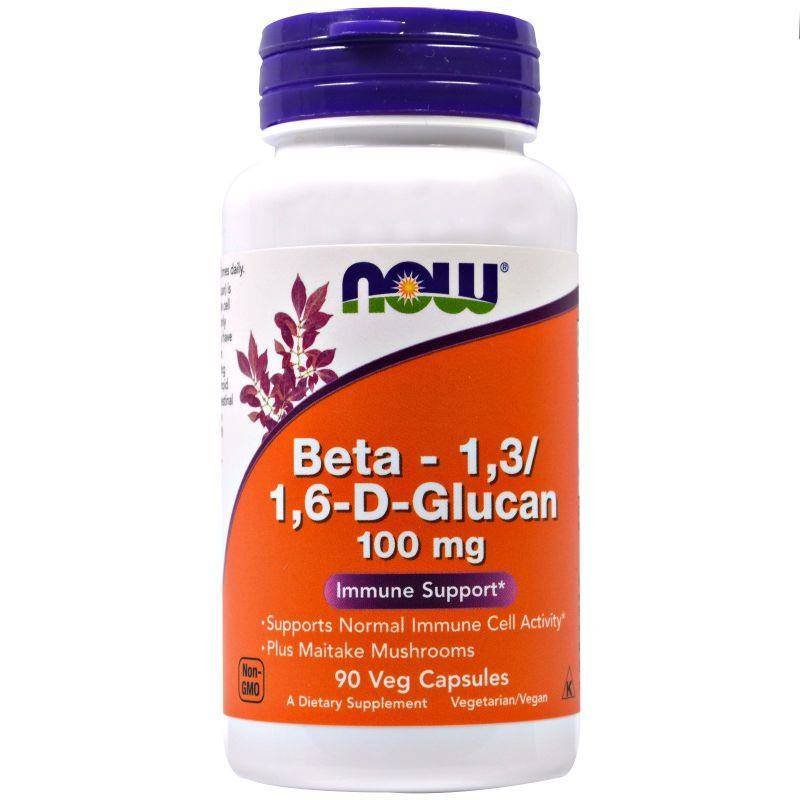 Фото - Вітаміни й мінерали Now Suplement diety, Beta Glukan - Beta-1,3/1,6-D-Glucan 100 mg  (90 kaps.)