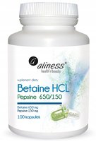 Betaina HCL + Pepsyna 650/150 mg x 100 kapsułek suplement diety || Aliness