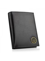 Betlewski, portfel pionowy z ochroną RFID, skórzany, czarny