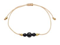 Beżowa bransoletka sznurkowa turmalin hematyt regulowana handmade