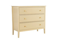 Beżowa komoda z Ryflowanymi frontami złote uchwyty 90 cm