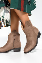 Beżowe botki damskie kowbojki haftowane Casu JW24X19-K-37