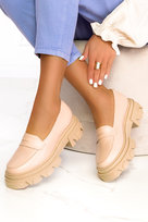 Beżowe mokasyny na platformie polska skóra Casu 3029-0-38