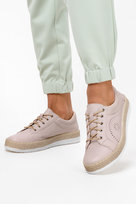 Beżowe półbuty espadryle ażurowe sznurowane POLSKA SKÓRA Casu 0643-36