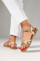 Beżowe sandały damskie na ozdobnej płaskiej podeszwie paski na krzyż Casu K24X15-BE-39