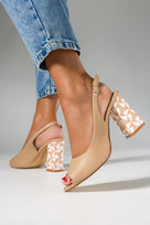 Beżowe sandały damskie na ozdobnym słupku ze skórzaną wkładką Casu D24X11-BE-41