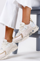 Beżowe sneakersy na platformie buty sportowe sznurowane Casu 13-11-21-BE-37