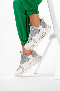 Beżowe sneakersy na platformie damskie buty sportowe sznurowane Casu 13-11-21-BEG-37 - Casu