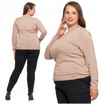 Beżowy Sweter Półgolf Damski Długi Rękaw Czarny Klasyczny dla Niej MORAJ M