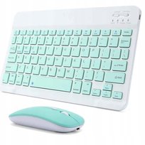 Bezprzewodowa klawiatura i mysz Bluetooth - pastelowy zestaw QWERTY