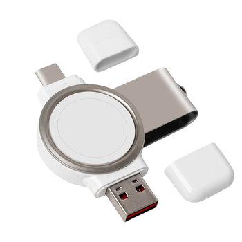 Bezprzewodowa Ładowarka Apple Watch Magnetyczna Przenośna Port USB/USB-C Bigben White - Bigben