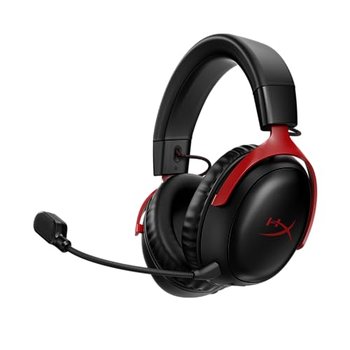 Bezprzewodowe słuchawki gamingowe HyperX Cloud III do komputerów PC, PS5, PS4, bateria do 120 godzin, 2,4 GHz, sterowniki 53 mm, mikrofon 10 mm, czarno-czerwone - HyperX