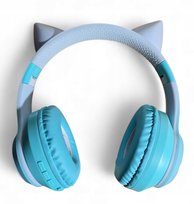 Bezprzewodowe Słuchawki Kocie Uszy LED Bluetooth 5.0 MZ-618BT-N niebieskie