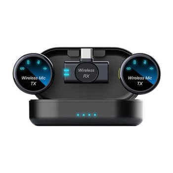 Bezprzewodowy magnetyczny mikrofon krawatowy z redukcją szumów, pojemnościowy mikrofon audio-wideo do smartfonów (czarny) - other