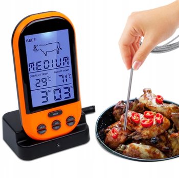 BEZPRZEWODOWY TERMOMETR KUCHENNY CYFROWY DO MIĘS ŻYWNOŚCI LCD SONDA - Zakręcony Koszyk